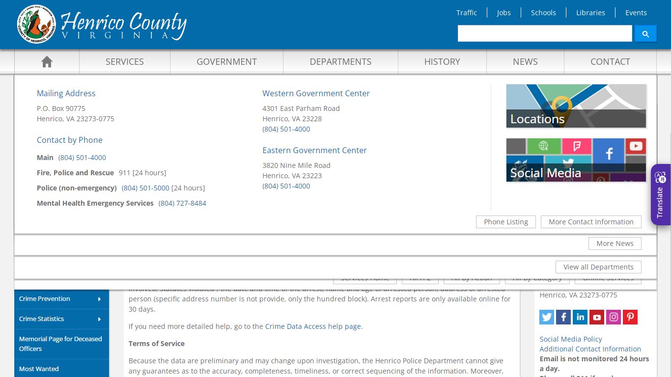 Public Crime Data Access - Henrico County, Virginia